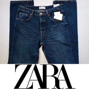 ⬇️Zara Straight Leg Jeans Dark Wash Blue 100% Cotton